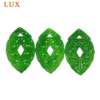 lux eyes shape triangle rhumbus hollowed out hand carved green jades slice gem stone pendant for jewelry making