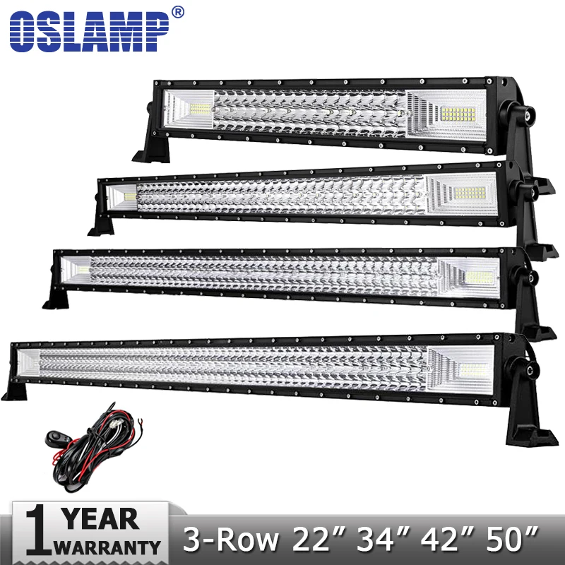 Oslamp 22 &quot34&quot 42 &quot50&quot 3 ряда прямой светодиодный светильник Бар Offroad Combo Луч