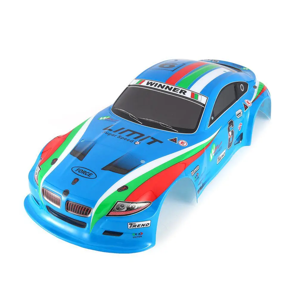 Синий 1/10 RC корпус автомобиля для 1:10 RC для гоночного автомобиля плоский спортивный Дрифт транспортного средства RTR детали для игрушек многоцветная Радиоуправляемая машина детали для игрушек - Цвет: Синий