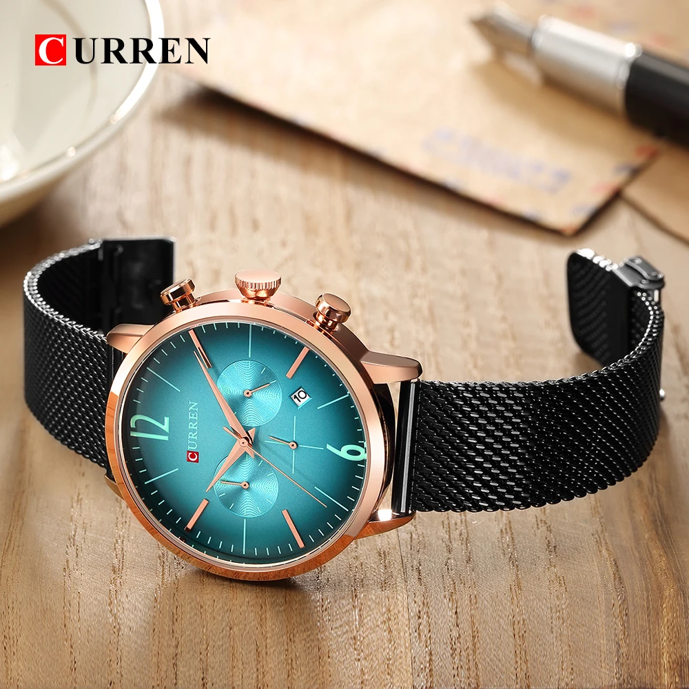 Relogio Masculino люксовый бренд CURREN спортивные часы с хронографом мужские сетчатые