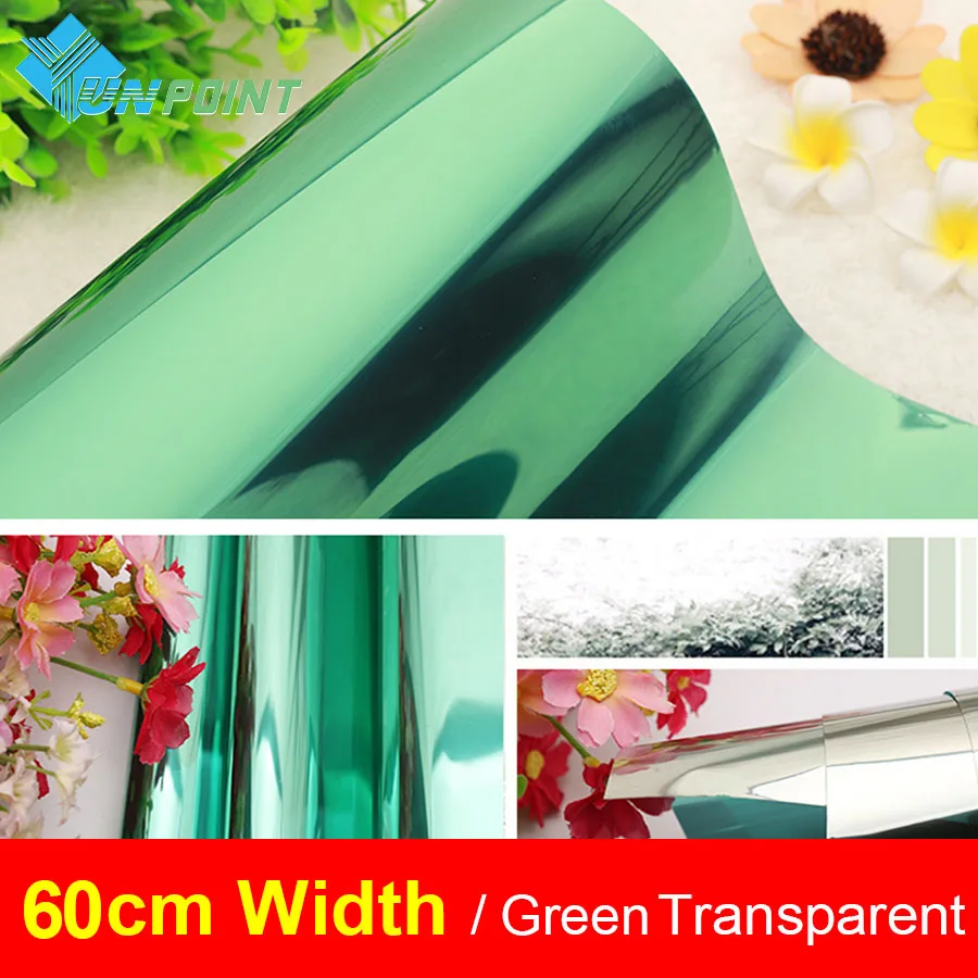 60cmX3m Green 3 м затеняющая оконная стеклянная наклейка прозрачная декоративная пленка односторонняя уличная Наклейка на стену s ванная комната Домашний офис оконная настенная бумага - Цвет: 60cmX3m Green