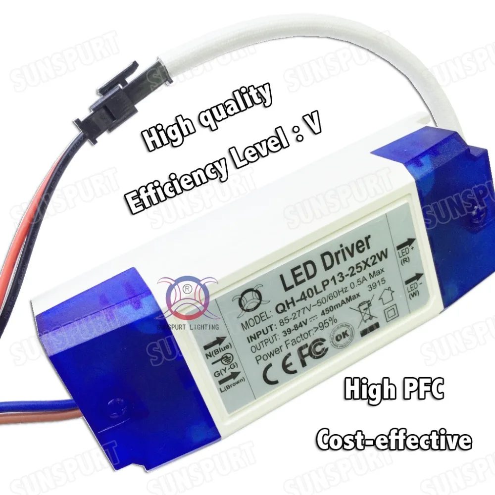 Фото 2 шт. изоляция 36 Вт AC85-277V светодиодный драйвер 13-25x2 Вт 450 мА DC39-84 В LEDPowerSupply потолочный светильник постоянного тока Бесплатная доставка №4