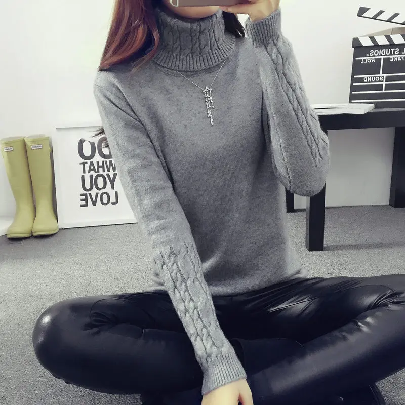 

Fashion Women Long Sleeve turtleneck Cashmere sweaters And Pullovers female lover oversized pull Femme winter white sweaters