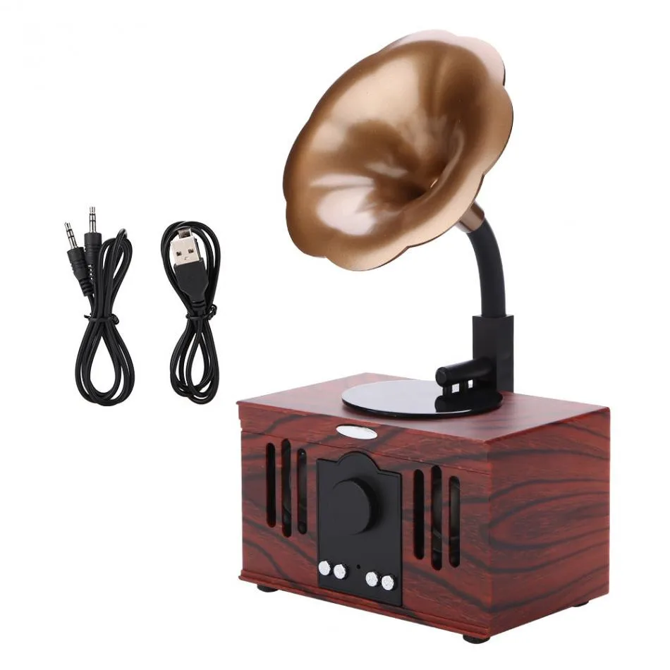 

AS80 Retro Horn Speaker Bluetooth-compatible Wireless Stereo Loudspeaker with TF Card AUX Line
