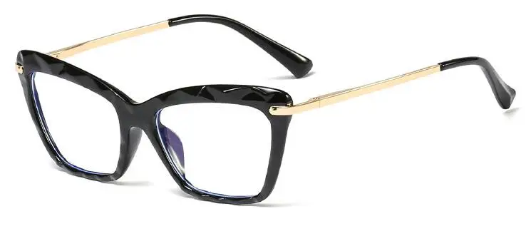C1 black clear Дизайнерские женские очки с синим светильник, прозрачная оправа, Ретро стиль, кошачий глаз, оптическая оправа, прозрачные линзы, роскошные Брендовые очки - Цвет оправы: C1 black clear