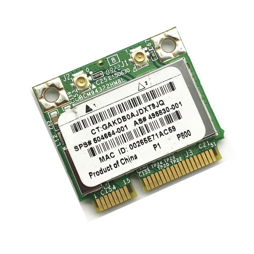 BroadCom BCM94322HM8L BCM4322 SPS:504664-001 мини PCI-Express PCIe беспроводной WLAN Wifi карта для HP DV2 DV3 DV6 DV7 4300 |