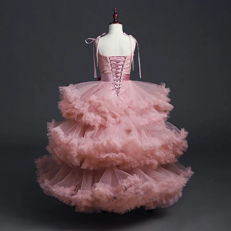 Платье пачка для девочек длинное платье с цветочным узором и бантом|communion