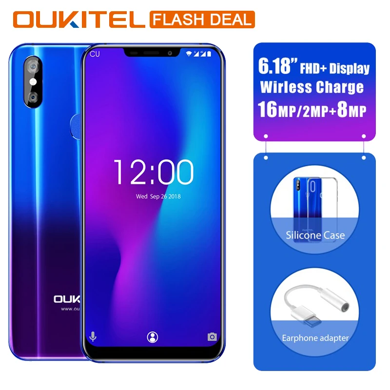 OUKITEL U23 6 г 64 Беспроводной зарядки Face ID 18 &quotНотч Дисплей мобильного телефона Android 8 1