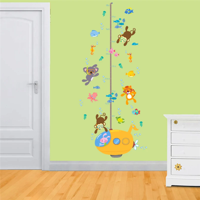 Обезьяна коала Тигр рыба дайвинг дети высота masure наклейки на стену для детской