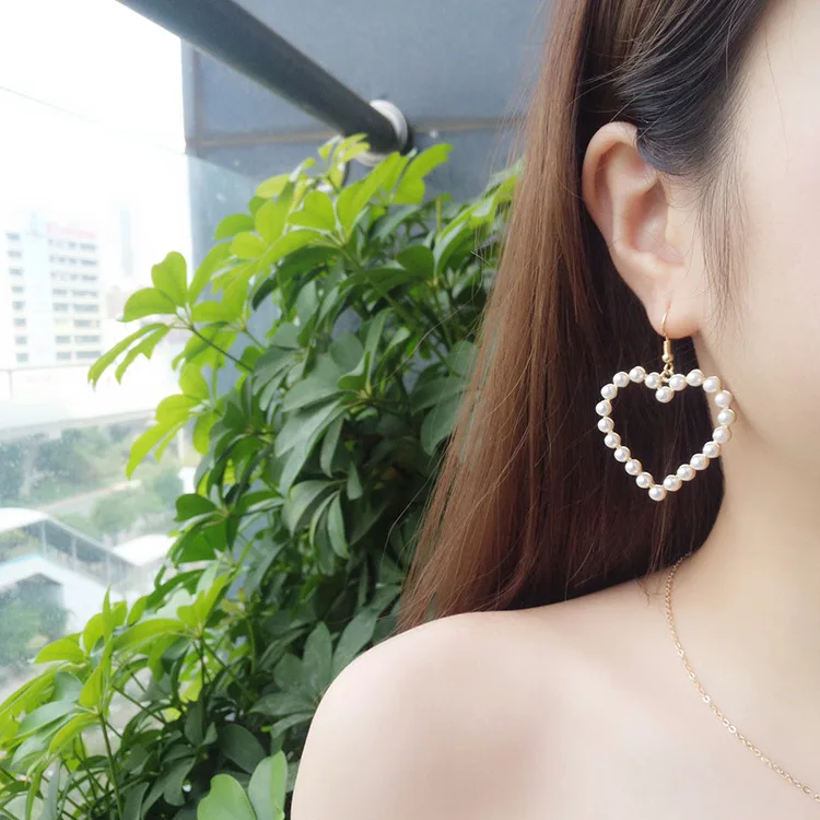 Женские серьги-капельки с большим сердцем MENGJIQIAO новые простые серьги в Корейском
