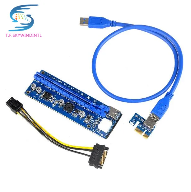 PCI E Express 1X до 16X видеокарта расширитель для карты кабель адаптер 6 pin/4 PIN источник