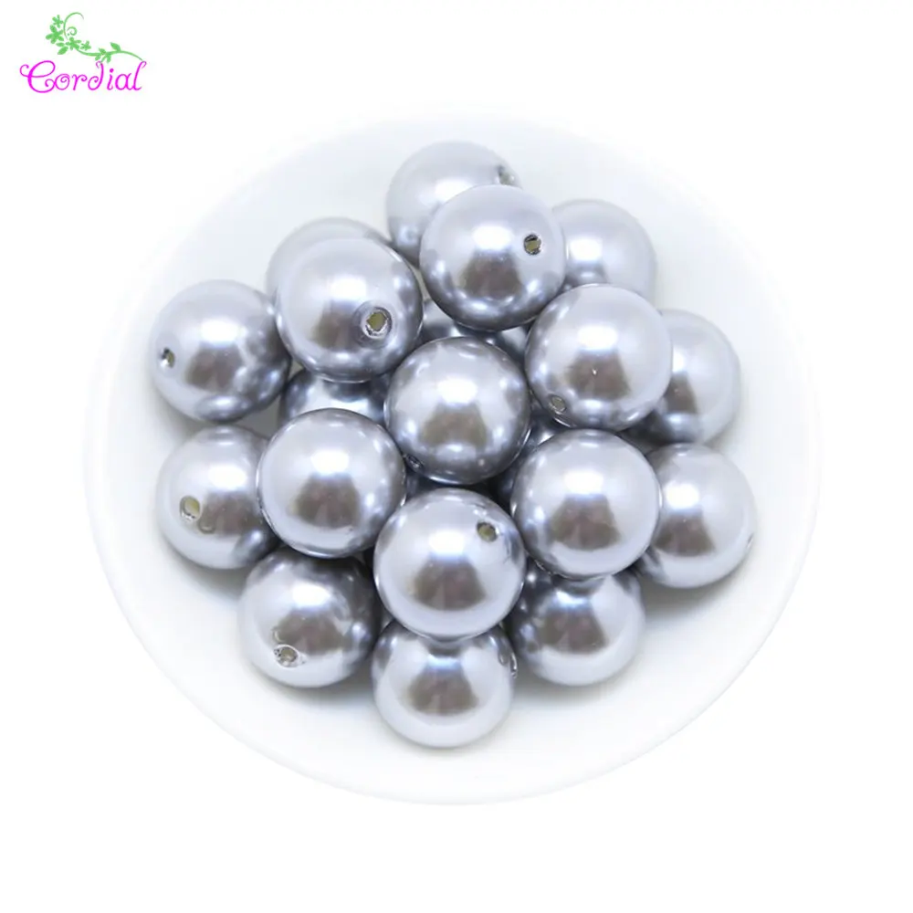 A62 Silver Gray Модные ювелирные изделия, аксессуары, выберите цвета и размер 6 мм-28 мм, акриловые жемчужные бусины ABS, массивные бусины для ручной работы, ювелирные изделия DIY - Цвет: A62 Silver Gray