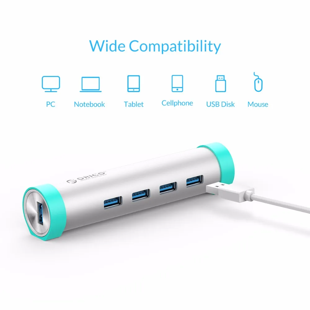 ORICO USB C концентратор 4 порта USB3.0 расширения типа с кабелем и A для Mac/Windows/Linux |