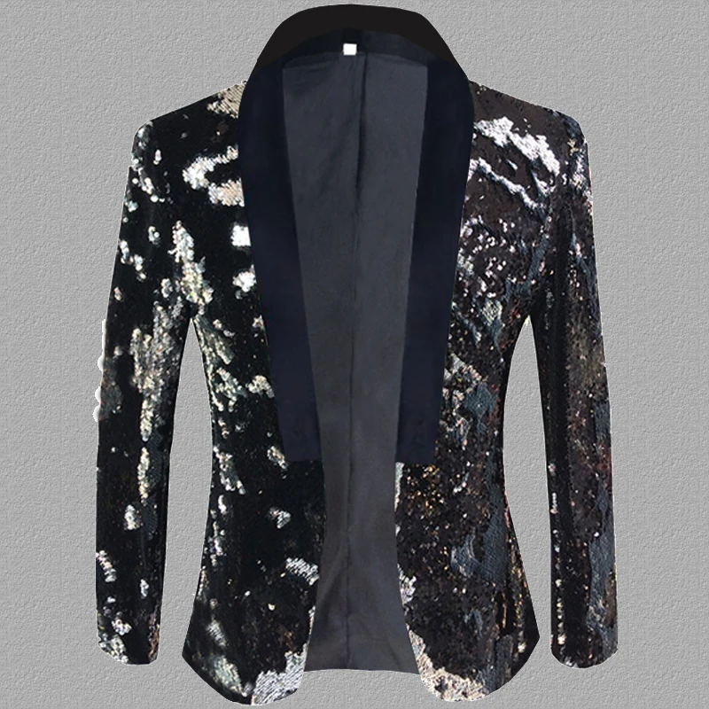 Flip sequins blazer men suits designs jacket mens stage costumes singers clothes dance star style dress rock masculino homme | Мужская