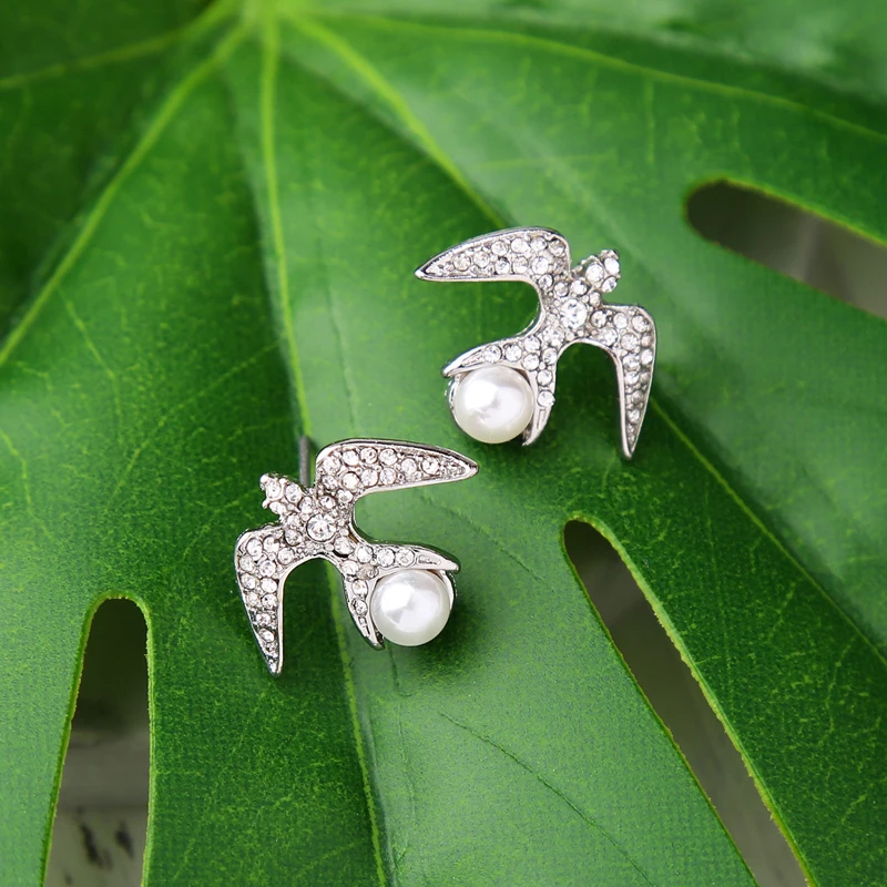 2 цвета крошечные женские серьги-гвоздики OL имитация жемчуга кристаллы висячие