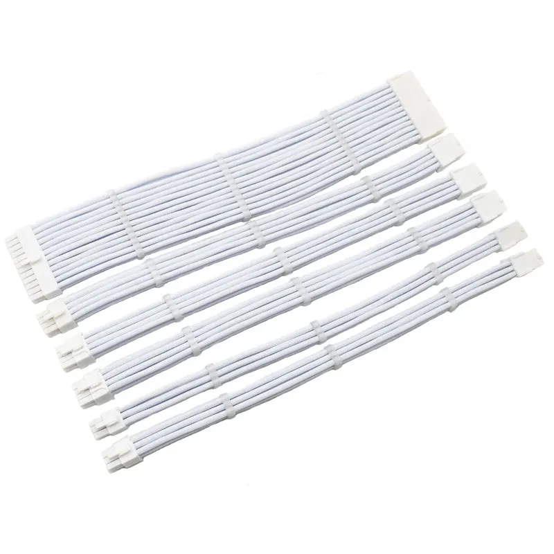 

Angitu Full White 1007 18AWG 24Pin ATX, 4+4Pin CPU, 2X6 2/8Pin Pin PCIE, 2X6Pin GPU Extension Cable Set 4mm Sleeved