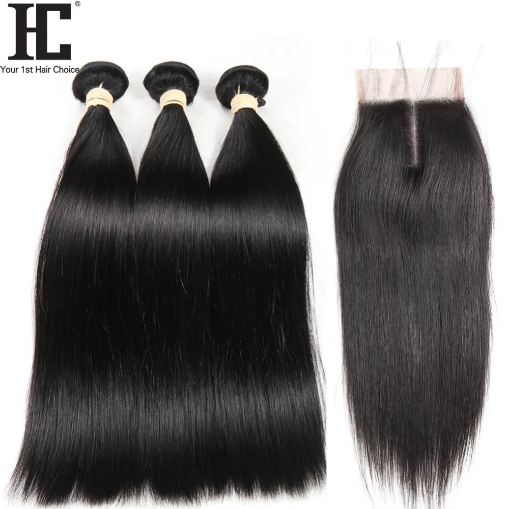 Peruvian Straight Bundles With Lace Closure Peruvian Hair Weave 3 Bundles With Lace Part Closure Non Remy Human Hair