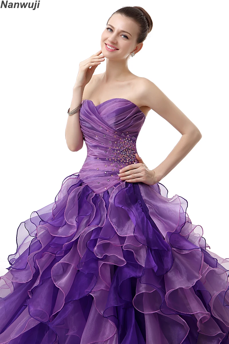 Пышные фиолетовые платья Quinceanera 2018 милое платье с бисером милые бальные 16 синего