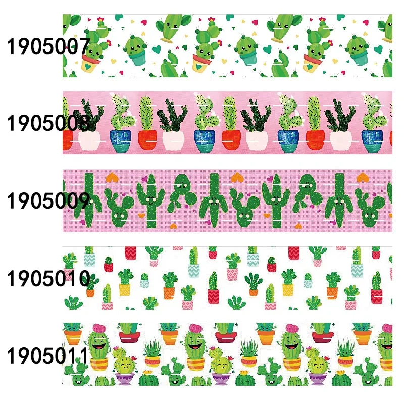 

Cartoon cactus printed grosgrain ribbon plant 50yards
