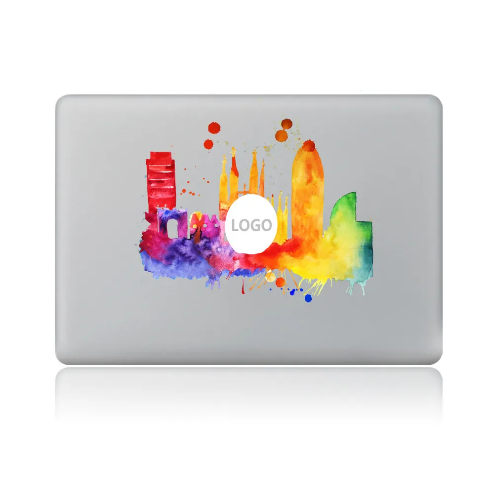 Акварель Радуга Дерево виниловая наклейка ноутбук Стикеры для DIY Macbook Pro Air 11 13 15 дюймов кожи ноутбука - Цвет: City