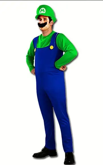 Men green Хэллоуин Super Mario Luigi Bros костюм Для женщин сексуальное платье сантехника взрослый костюм Марио Косплэй костюм нарядное платье - Цвет: Men green