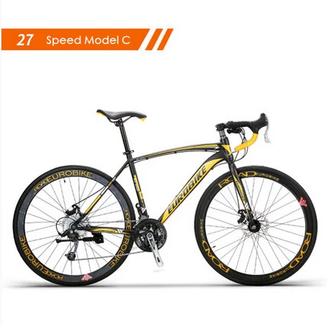 C black yellow Бренд карбоновая стальная рама 700C колеса 21/27 скоростей дисковый тормоз дорожный велосипед Открытый Спорт Велоспорт bicicletas гоночный велосипед - Цвет: C black yellow