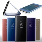 Прозрачный зеркальный умный чехол для Samsung Galaxy s8 s9 s7 plus note 8 5 кожаный флип-чехол для iphone 6 6s 7 8 plus X