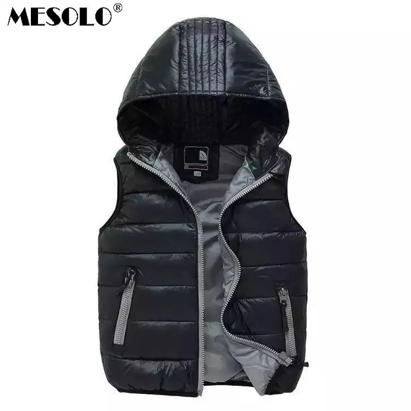 Детский пуховой жилет MESOLO теплый с капюшоном для мальчиков и девочек Осень зима