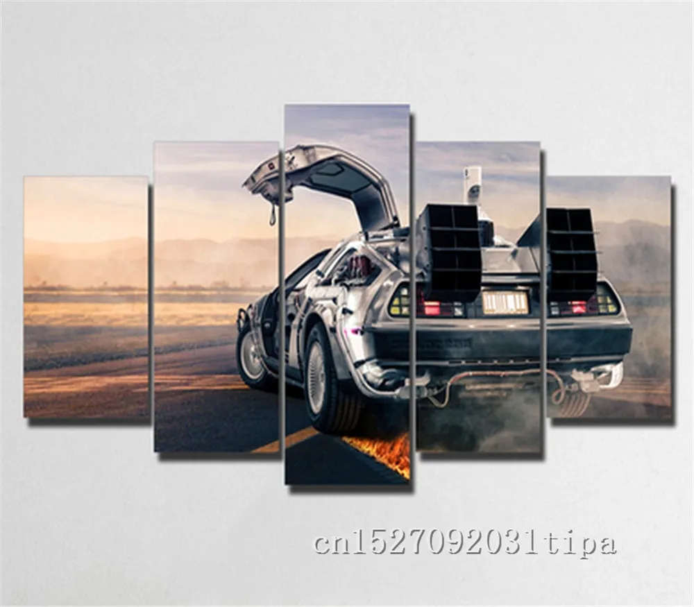 Back To The Future автомобиля 5 Панель Абстрактная живопись украшение на стену маслом