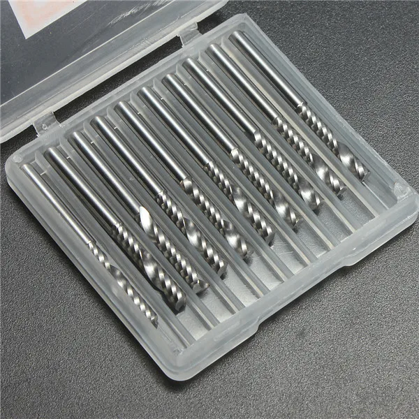 

10pcs 1/8 Cnc Bits Single Flute Spiral Router Carbide End Mill Cutter Tools