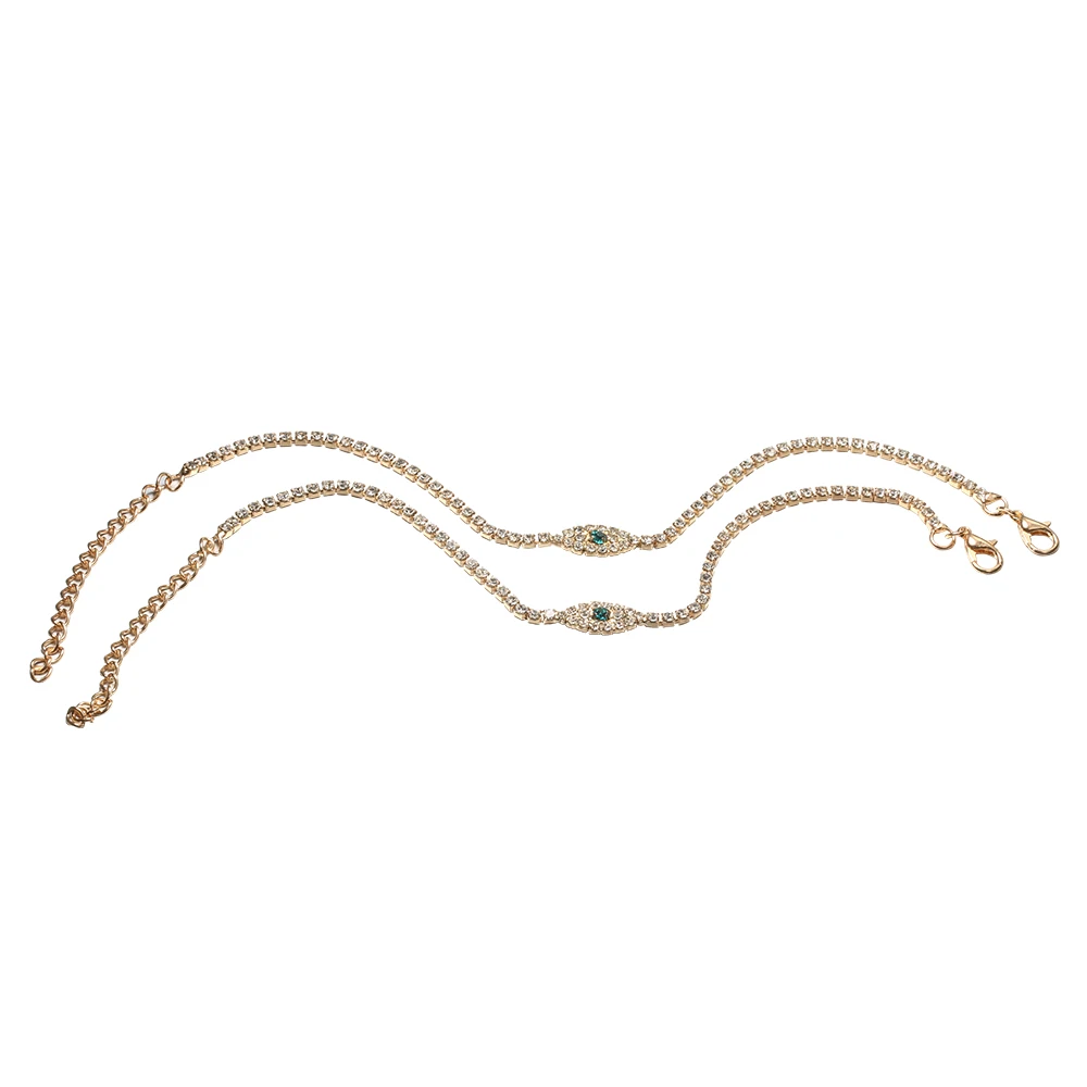 2 шт./компл. Женский уникальный кристалл глаза бисерная простая цепочка Золотой