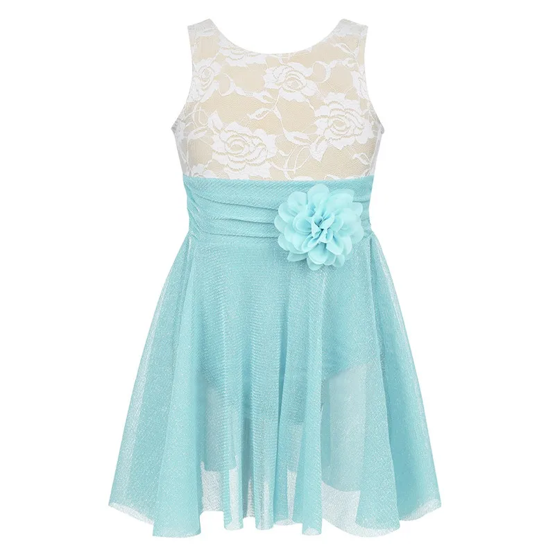 Детское платье для катания на коньках девочек кружевное трико без рукавов с