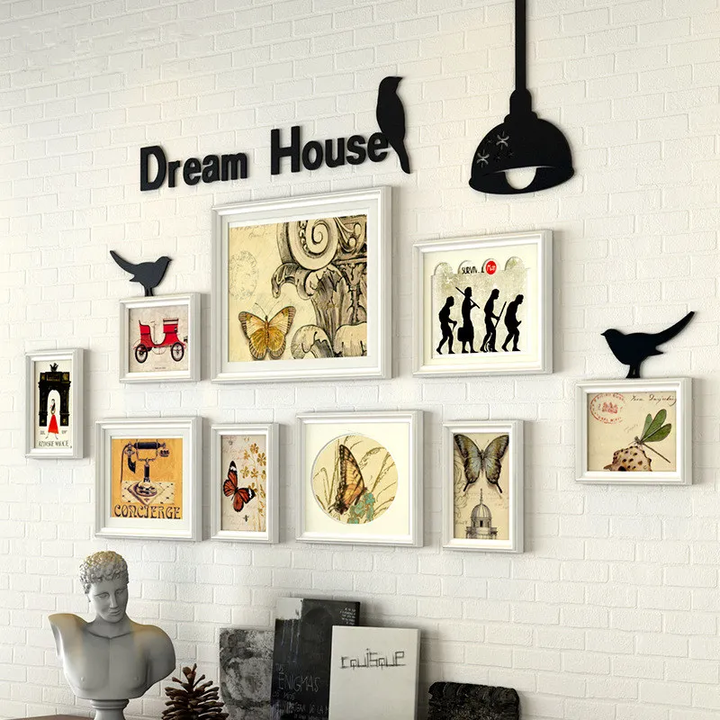 Фоторамка 9 шт./компл. с буквами птичьими лампами украшение творческое искусство