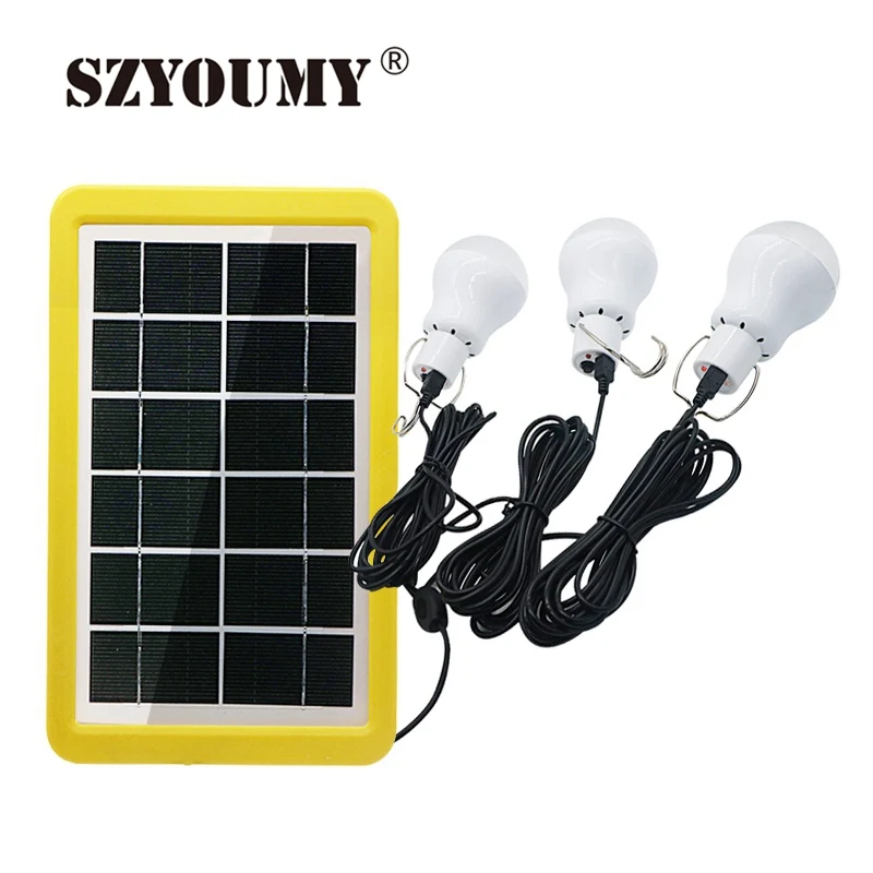 SZYOUMY 3 лампы LED Солнечный свет портативный заряжаемый аварийный светильник Крытый