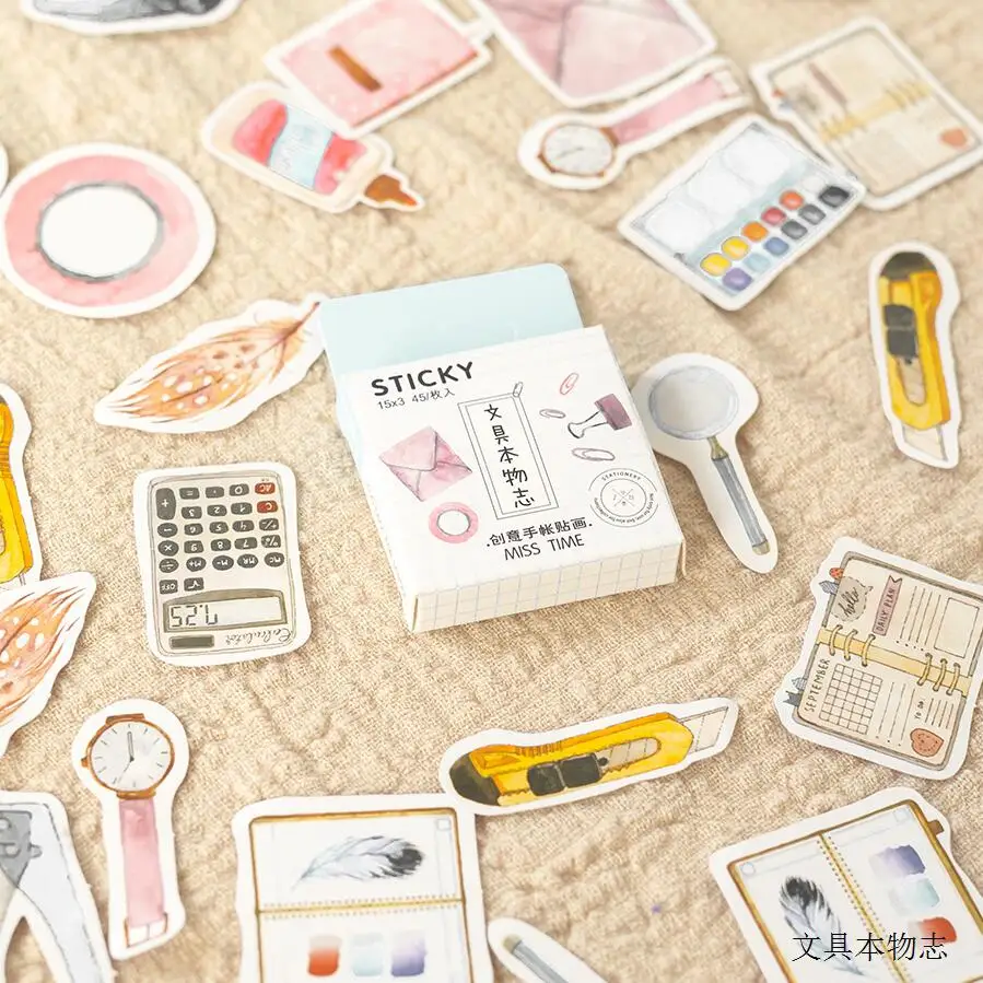45 шт./лот милые цветные перья лист Скрапбукинг Стикеры s DIY Craft Decoracion пуля журнал фотоальбомы украшения Стикеры