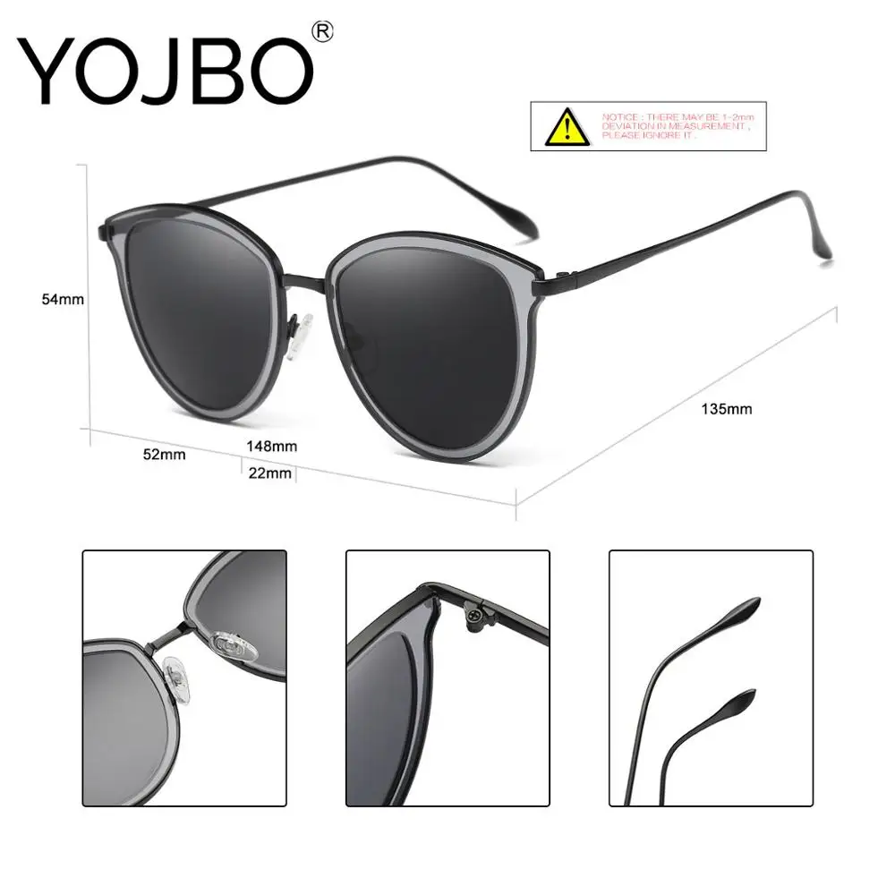 Женские зеркальные очки YOJBO роскошные солнцезащитные UVA/UVB в стиле ретро
