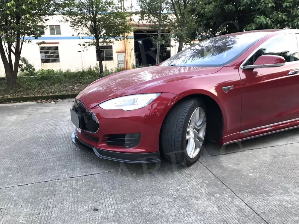 Спойлеры для губ переднего бампера из углеродного волокна для Tesla модель S 70D P85D 90D P100D Седан 4 двери 2012- RZ стиль