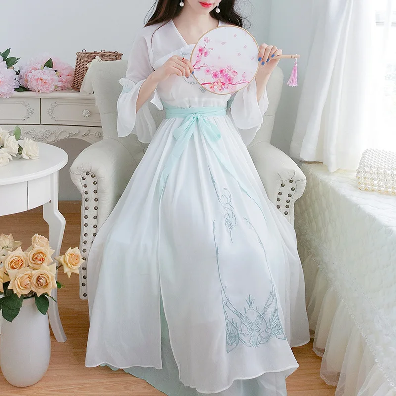 Новое модное женское платье Hanfu платья в китайском стиле платье с вышивкой
