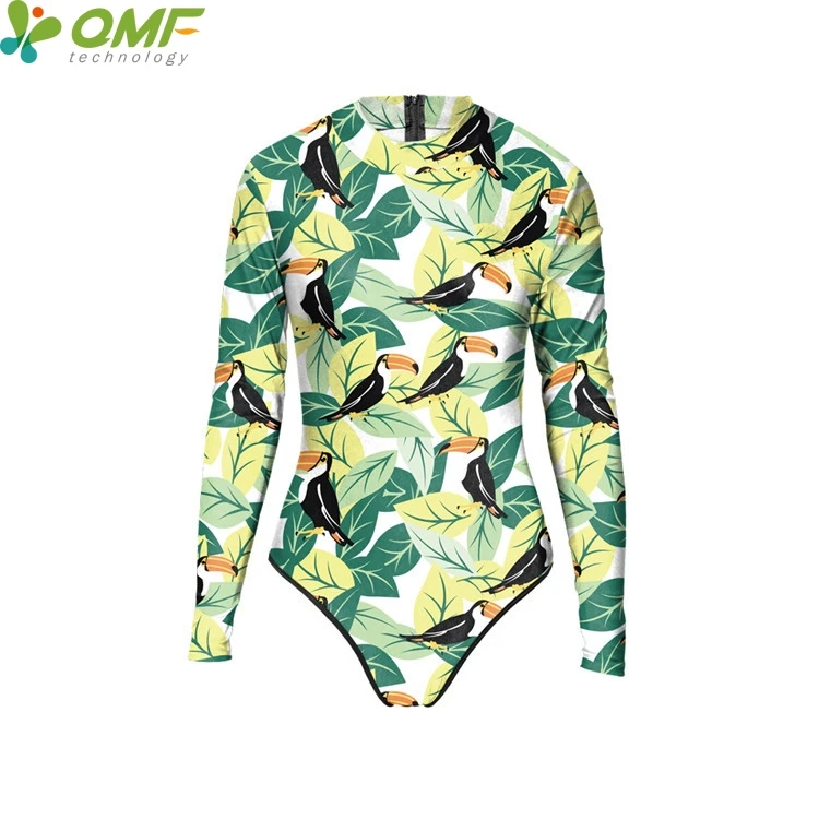 Национальный ретро цветочные ванный комплект Одна деталь купальник с длинным