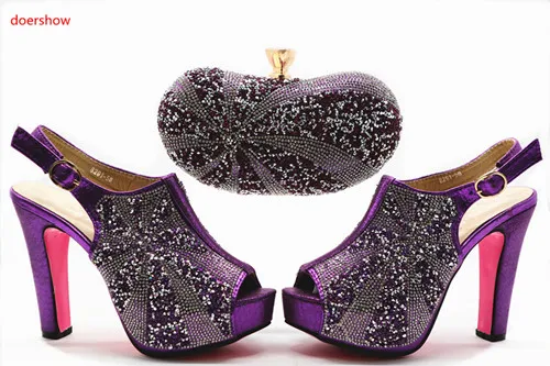 Doershow новинка женская модель итальянский дизайн комплект из туфель и сумки в