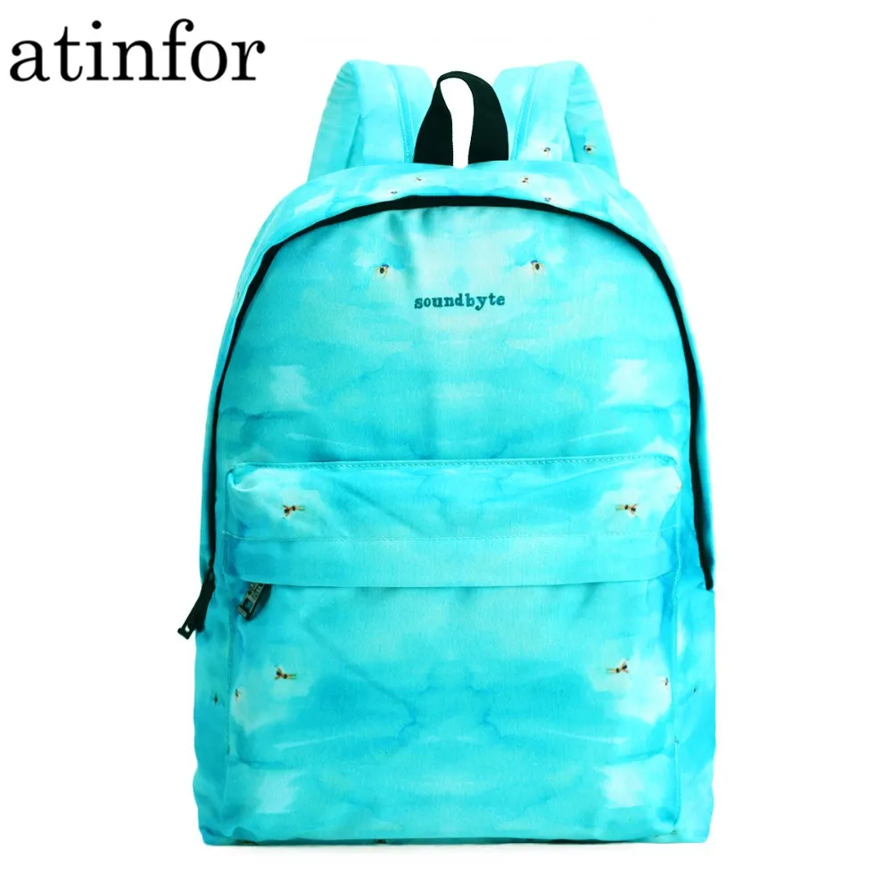 Модные холщовые женские рюкзаки с принтом синего облака Женский Повседневный