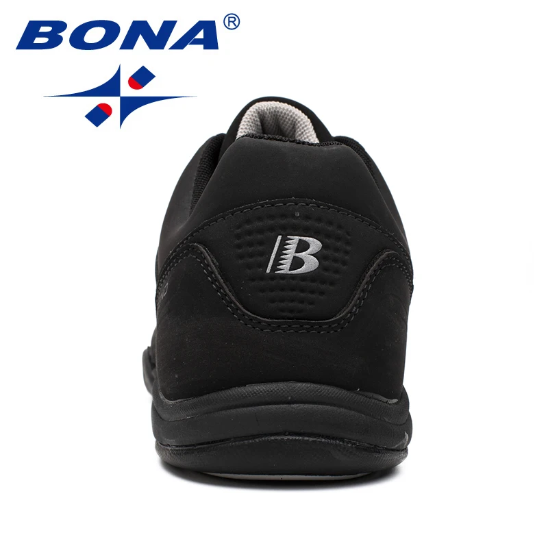 Мужская прогулочная обувь BONA черные кроссовки на шнуровке для пробежек и