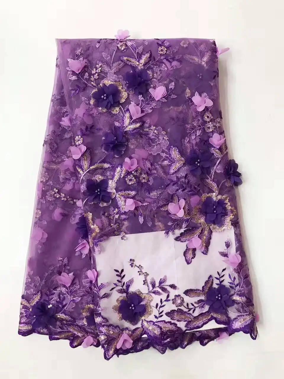 

Nigerian Lace Fabrics For Wedding 2019 African Lace Fabric With Stone High Quality Purple Embroidery French Lace ALC-J1070