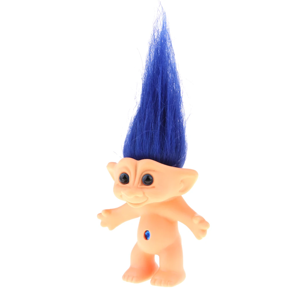 Голубой цвет 10 см Lucky Troll Кукла Мини Фигурки Игрушка для торта топперы кукольный домик Декор Детский подарок на день рождения