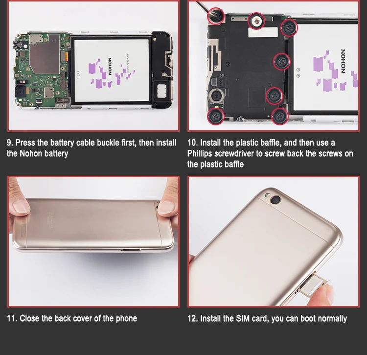 NOHON для Xiaomi mi 4C 5S Red mi 3 3S 4A 5A 4X Батарея BN34 BN30 BM35 BM36 BM47 Замена литий-полимерный аккумулятор Бесплатные инструменты