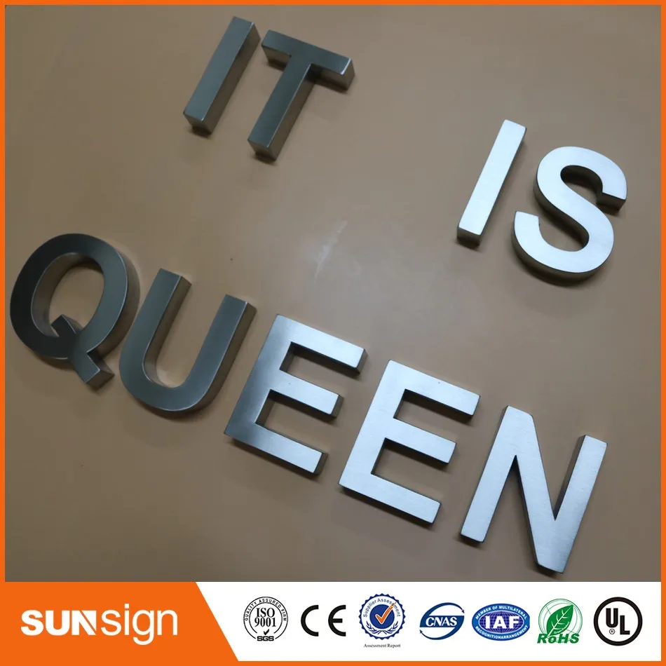 Пользовательская реклама 3d знак буквы Матовый металлический | Электронные