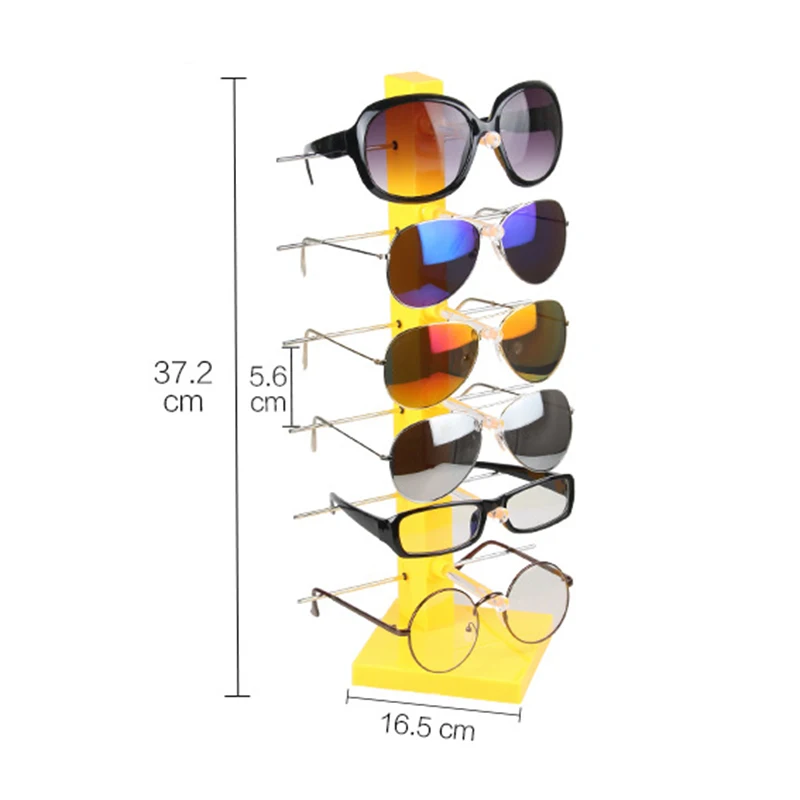 High Quanlity Yellow Plastic Sunglass Display Shelf Show Case Racks Eye Glasses Stand For 6 Pairs Sun | Украшения и аксессуары
