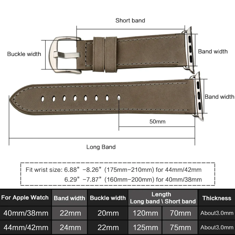 Ремешок для часов MAIKES из натуральной кожи Аксессуары Apple Watch 4 Band 44 мм 40 и Bands 42 38 iWatch