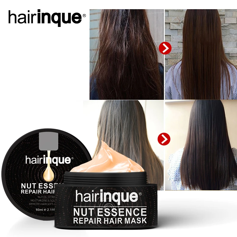 11,11 HAIRINQUE Новое поступление 60 мл ореховая эссенция восстанавливающая маска для волос для питания гладких волос делает волосы мягкими