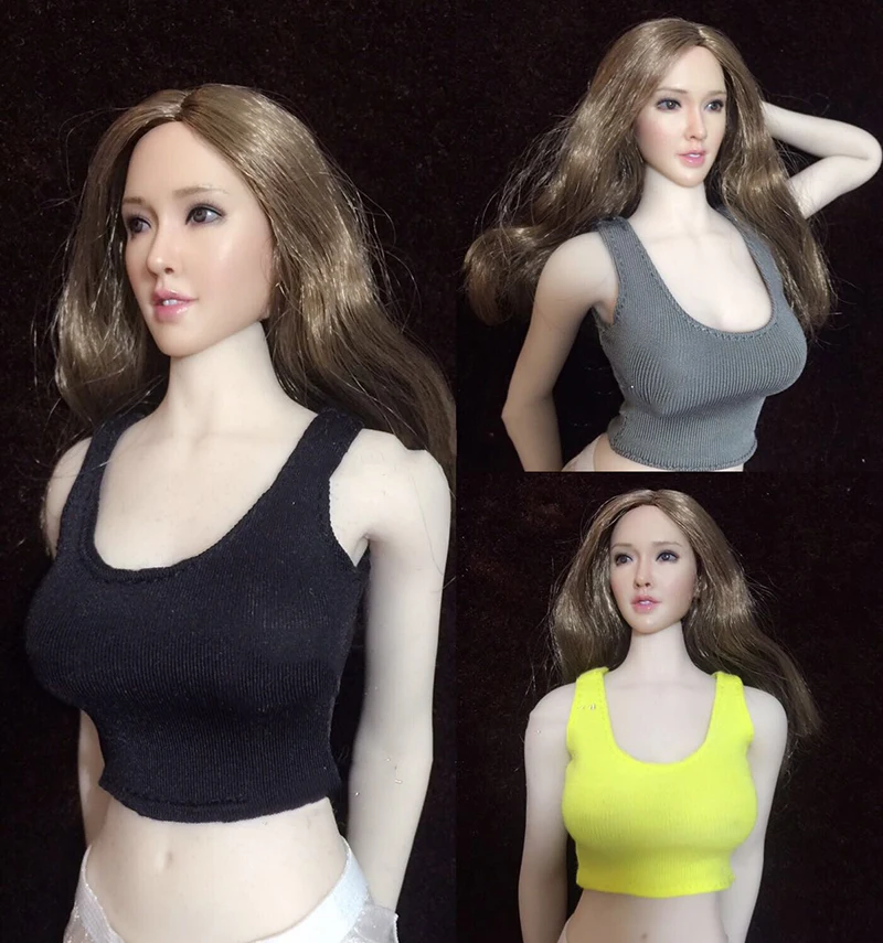 

1/6 Female Action Figures Vest Models Grey Yellow and Black
